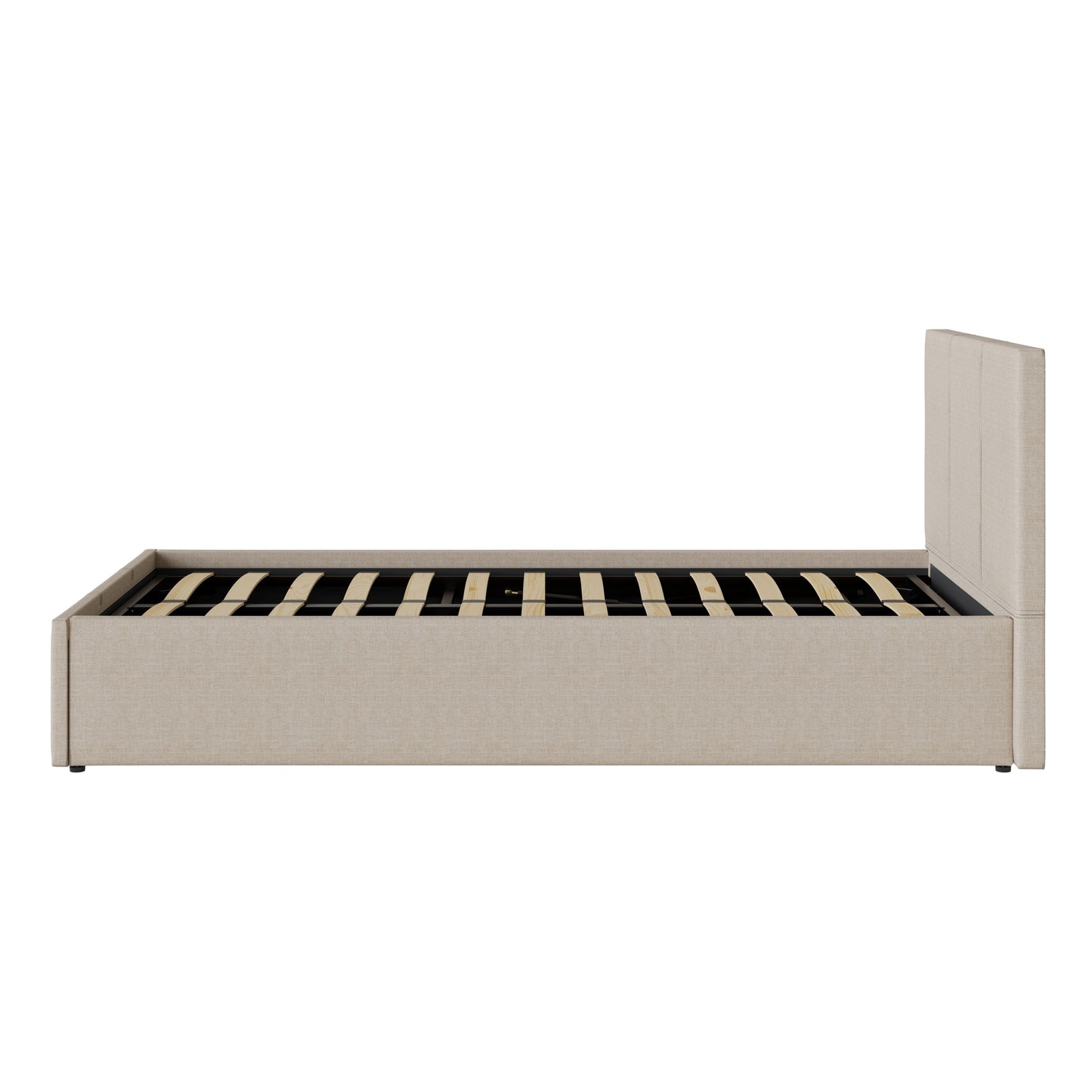 End Lift Small Double Ottoman Bed Metal & Wood Natural 3 x 7ft