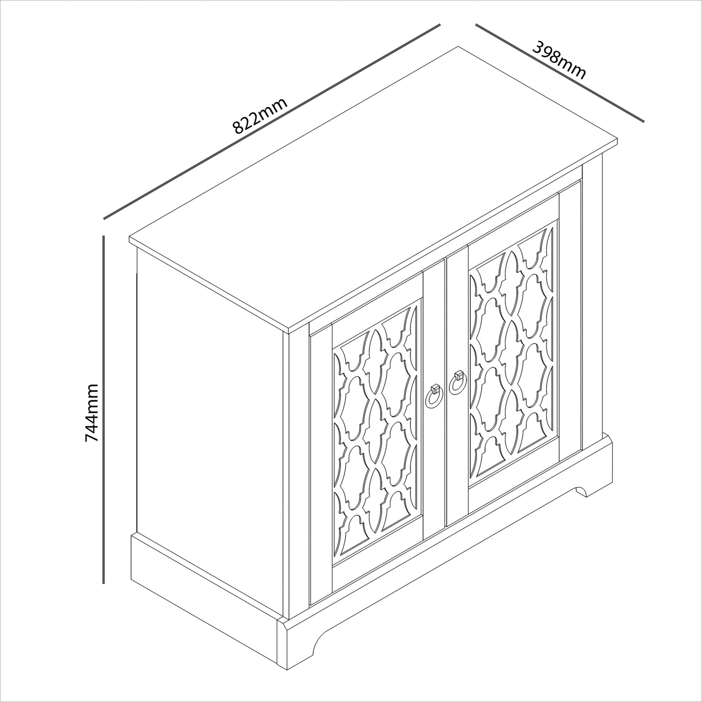 Honition Sideboard Grey 2 Doors 2 Shelves