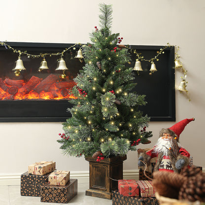 4ft Potted Christmas Tree Artificial - Dark Green with LED Lights Warm White 230 Tips Primary Image