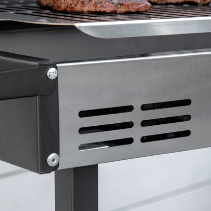 BBQ Rotisserie Grill Roaster Charcoal Spit Roasting Machine for Chicken Turkey with 3-Level Grill Grate and Foldable Side Shelves