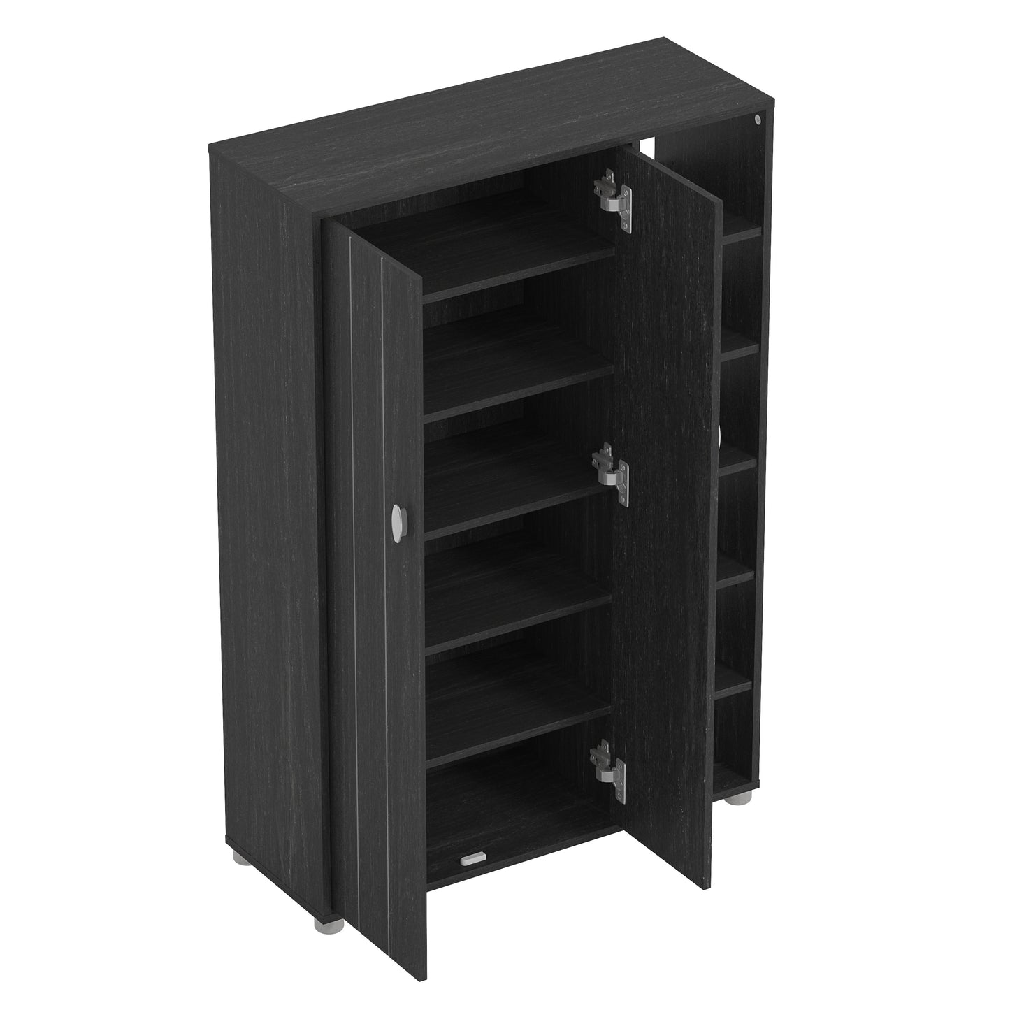 Bideford Tall Shoe Storage Black 2 Doors 12 Shelves