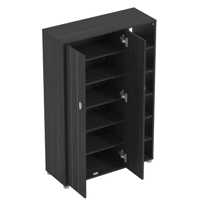 Bideford Tall Shoe Storage Black 2 Doors 12 Shelves