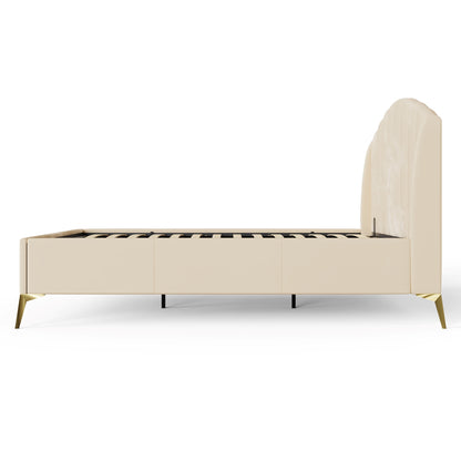 Pettine Double Ottoman Bed Wood & Fabric Natural 5 x 7ft