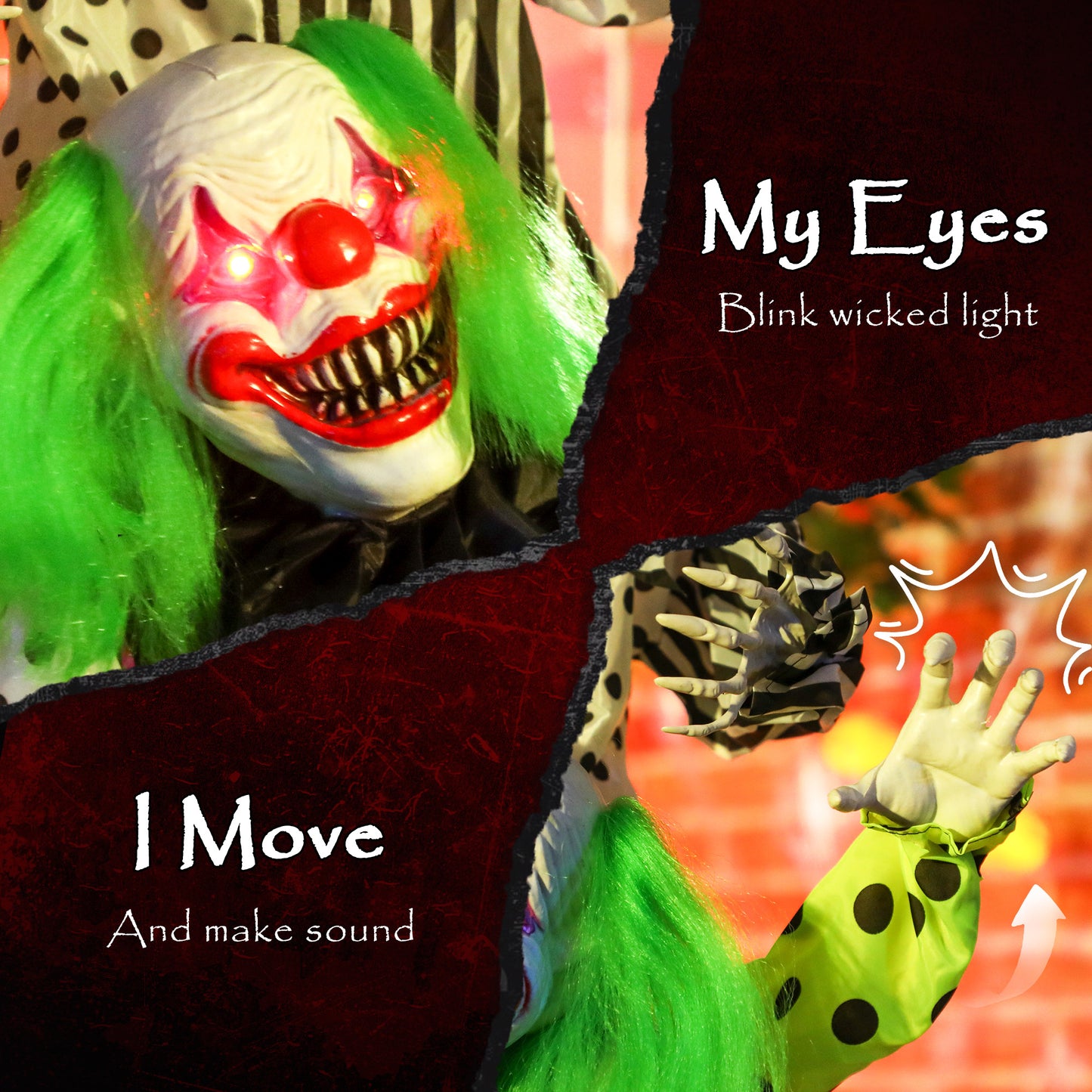 Animated Stacking Clowns Halloween Decoration - 180cm