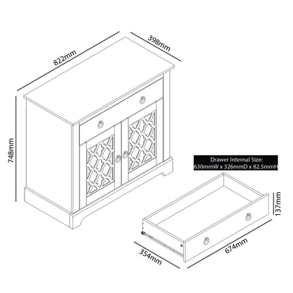 Honition Sideboard Grey 2 Doors 2 Shelves 1 Drawer