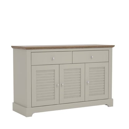 Salcombe Large Sideboard Light Grey 3 Doors 4 Shelves 2 Drawers