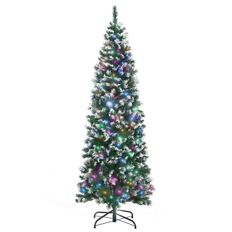 6 Foot Tall Prelit Pencil Slim Artificial Christmas Tree with Realistic Branches