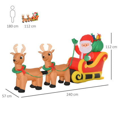 8 Foot Christmas Inflatable Santa Claus on Sleigh