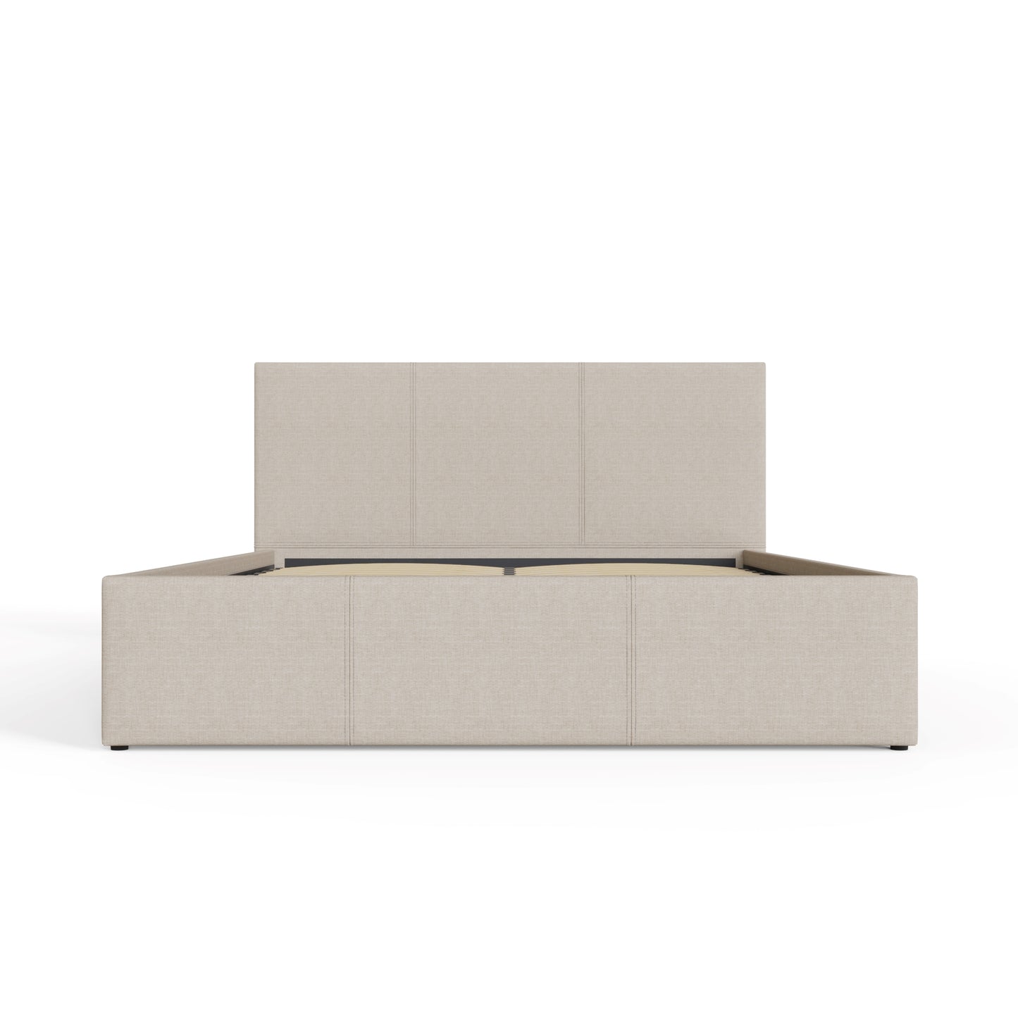 End Lift Double Ottoman Bed Metal & Wood Natural 4 x 7ft