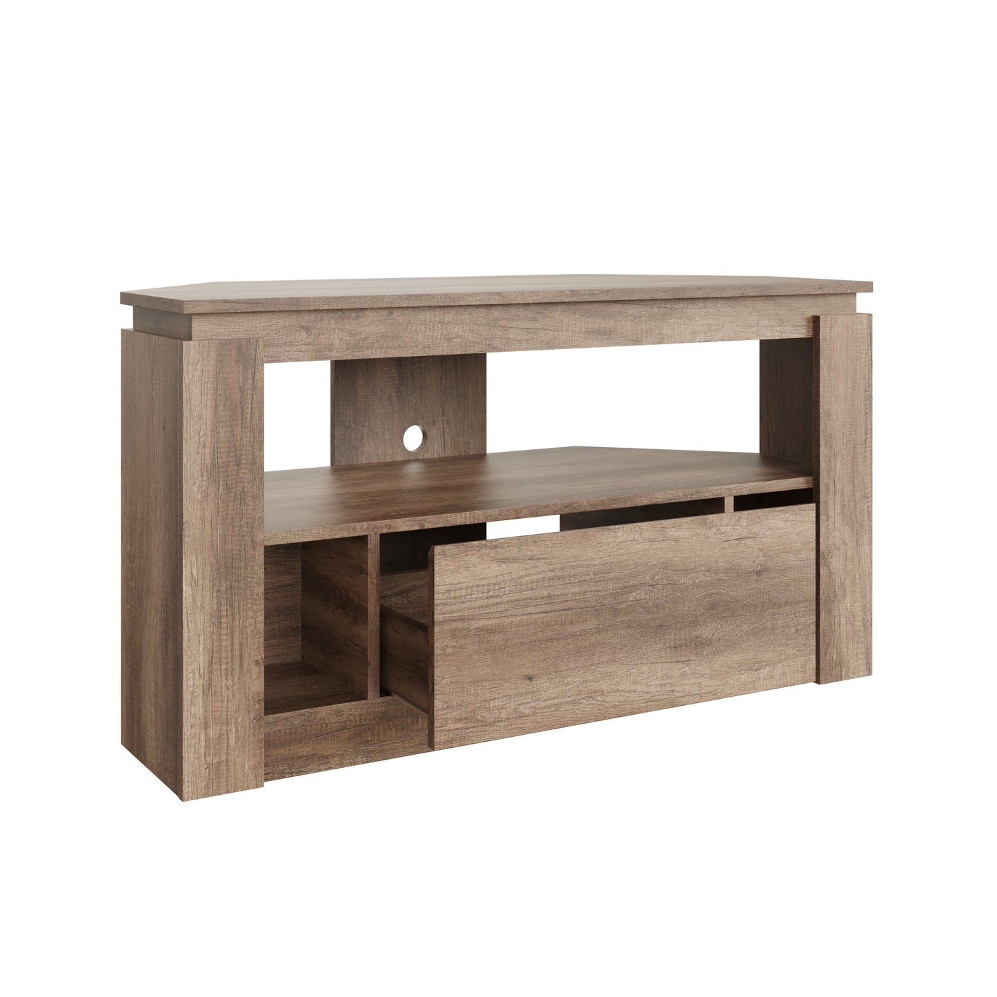 Canyon Corner Corner TV Unit Grey Oak 1 Shelf 1 Drawer