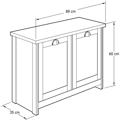 Lancaster Shoe Storage Green & Oak 2 Doors 4 Shelves