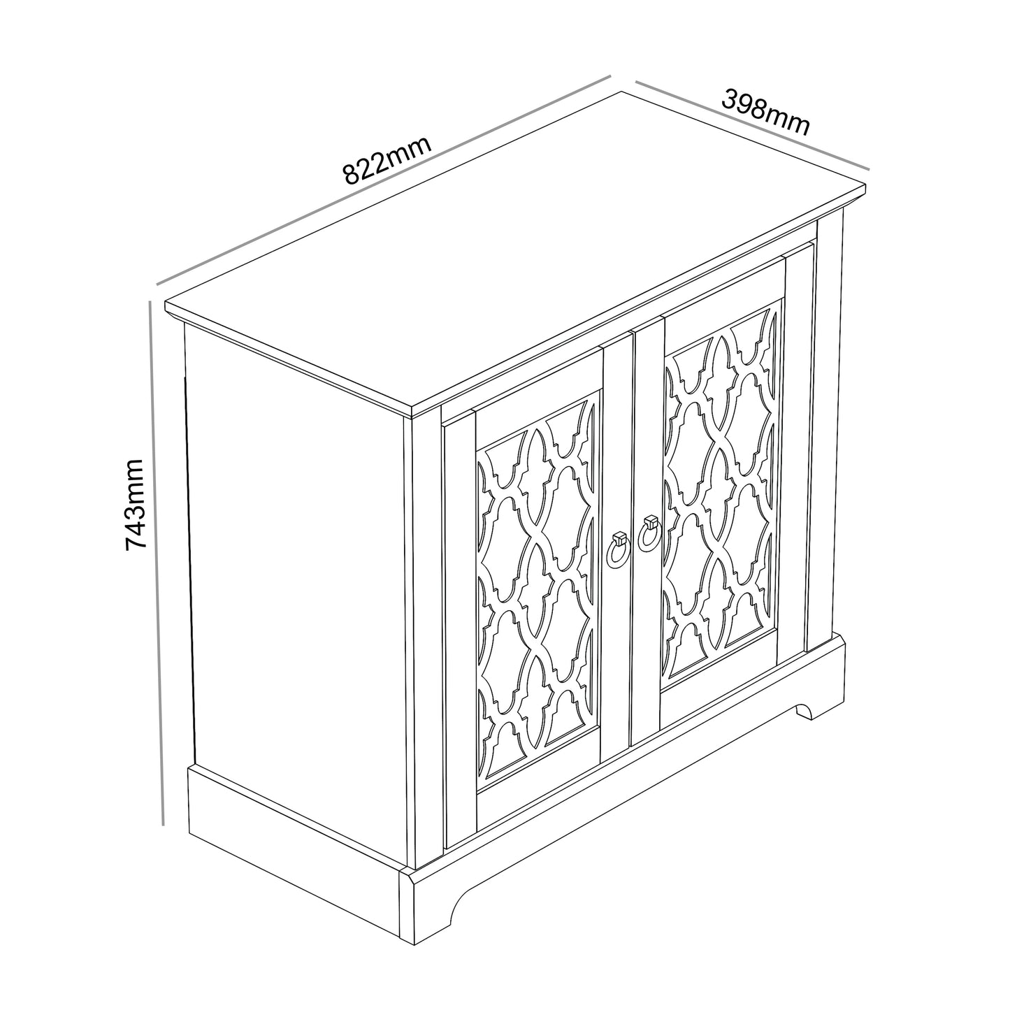 Honition Sideboard Ivory 2 Doors 2 Shelves