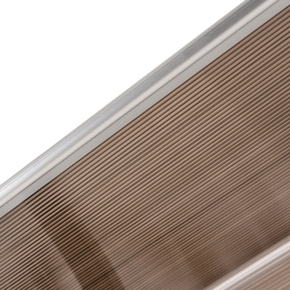 Curved Window Door Canopy Aluminium Rigid Plastic Polycarbonate Fixed Outdoor Awning Modern Design UV Water Rain Resist 100 x 75cm Brown