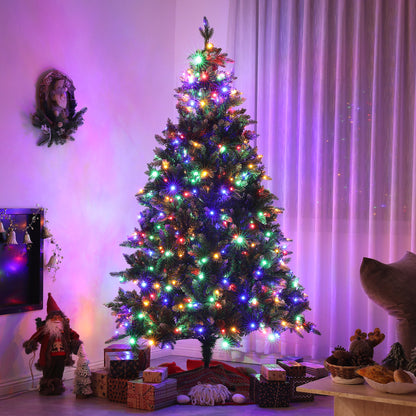 6ft Prelit Christmas Tree Artificial - White Frosted Green with LED Lights Multicoloured 1078 Tips Primary Image