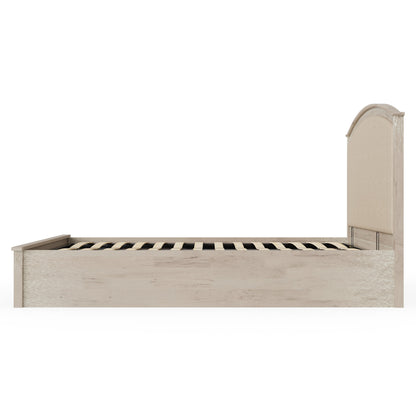 Madrid King Size Ottoman Bed Wood & Fabric Light Oak 5 x 7ft