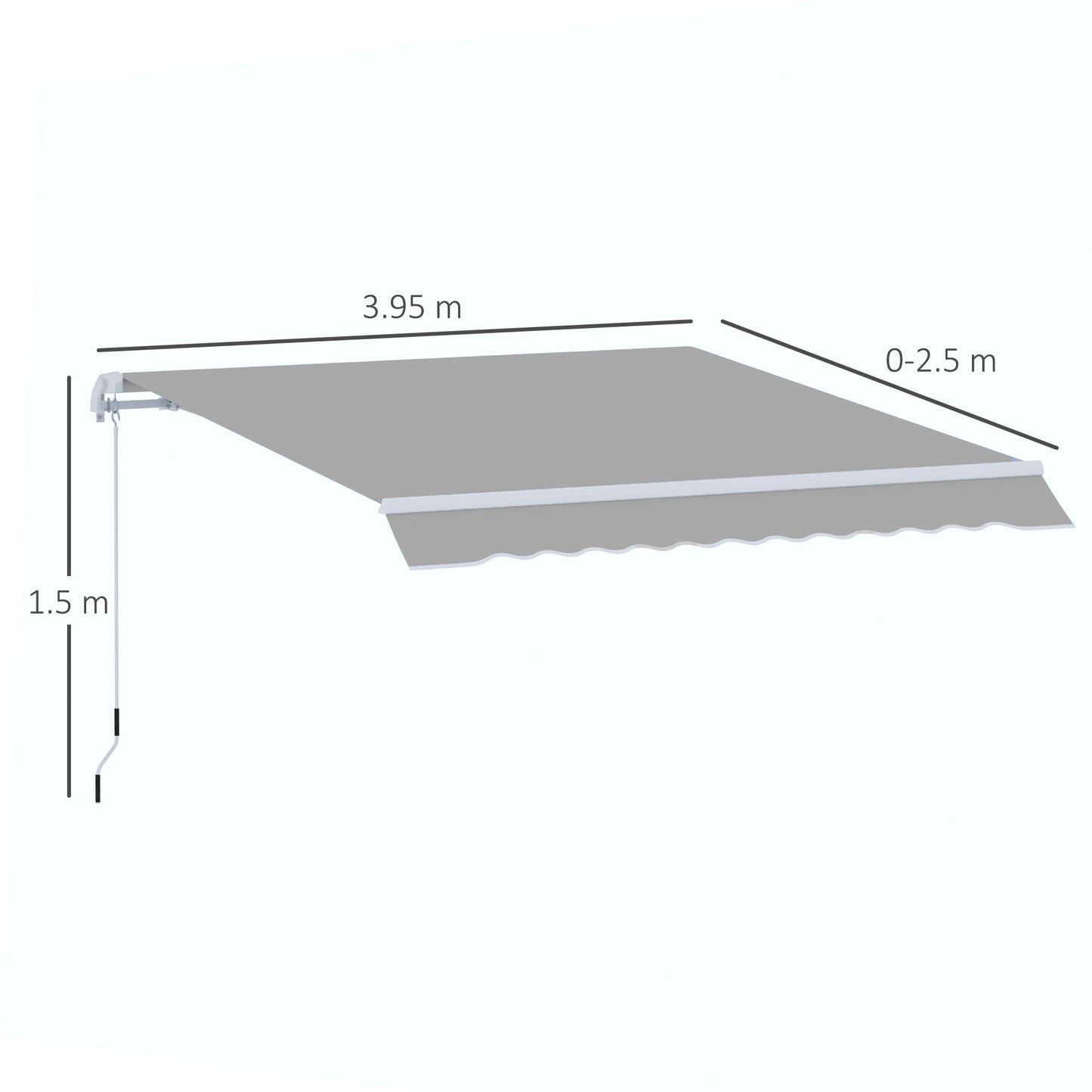 Garden Patio Manual Awning Canopy Sun Shade Shelter Retractable 4 Size 5 Colour