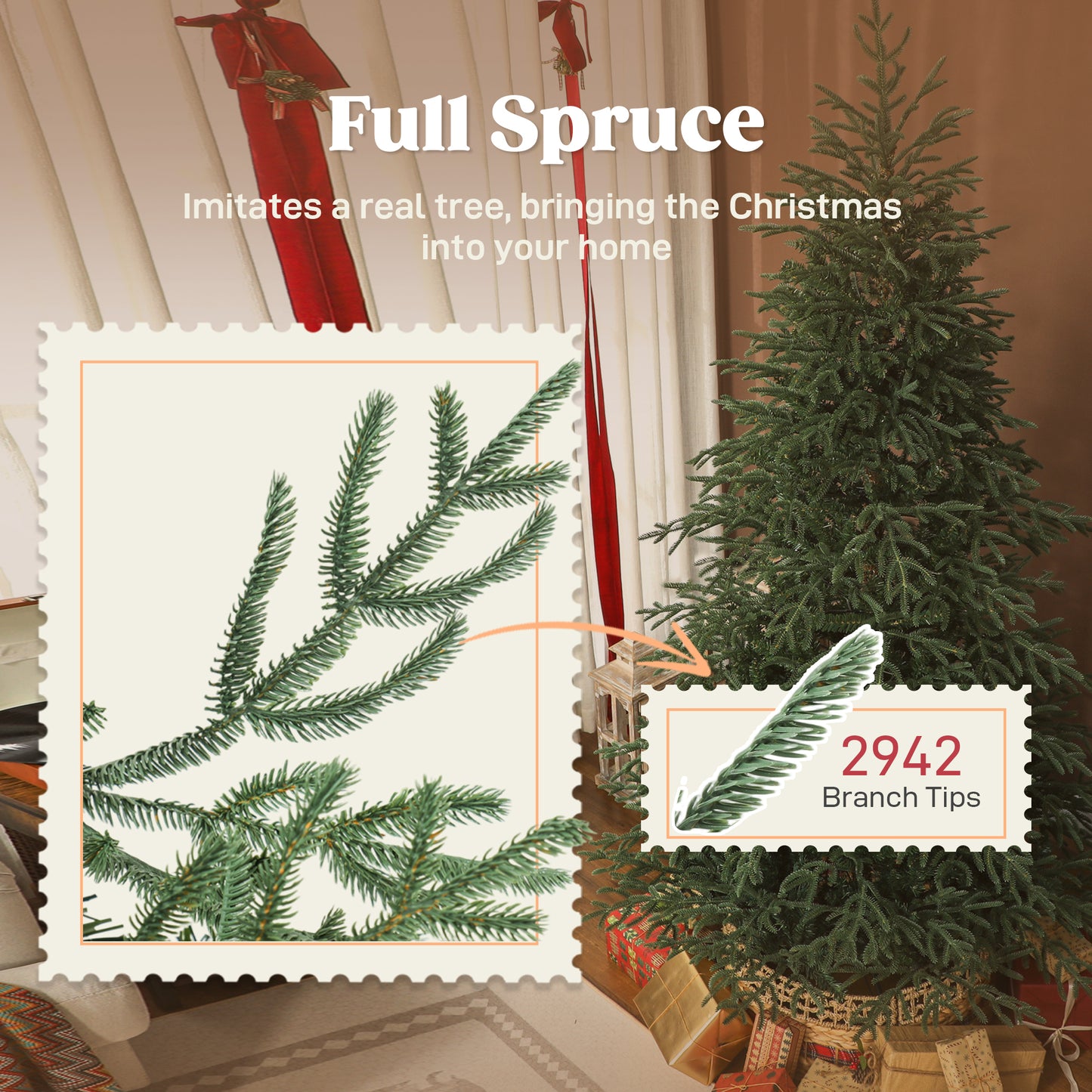 7ft Full Spruce Christmas Tree Artificial -  2942 Tips