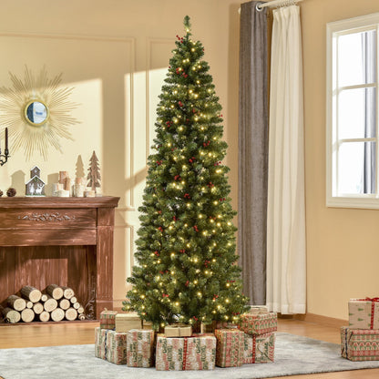 7 Foot Prelit Artificial Pencil Christmas Tree with Warm White LED Light Primary Image