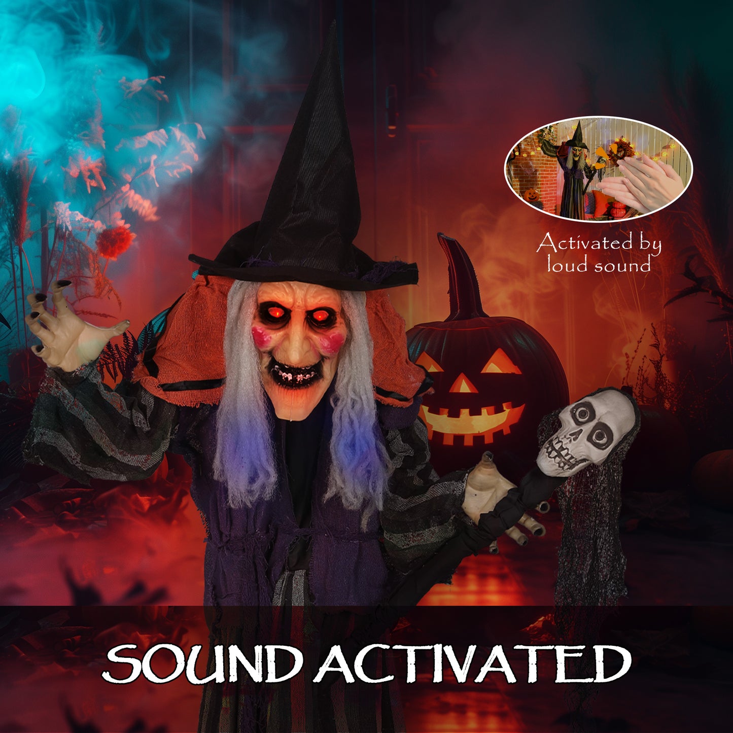 Animated Witch Halloween Decoration - 160cm