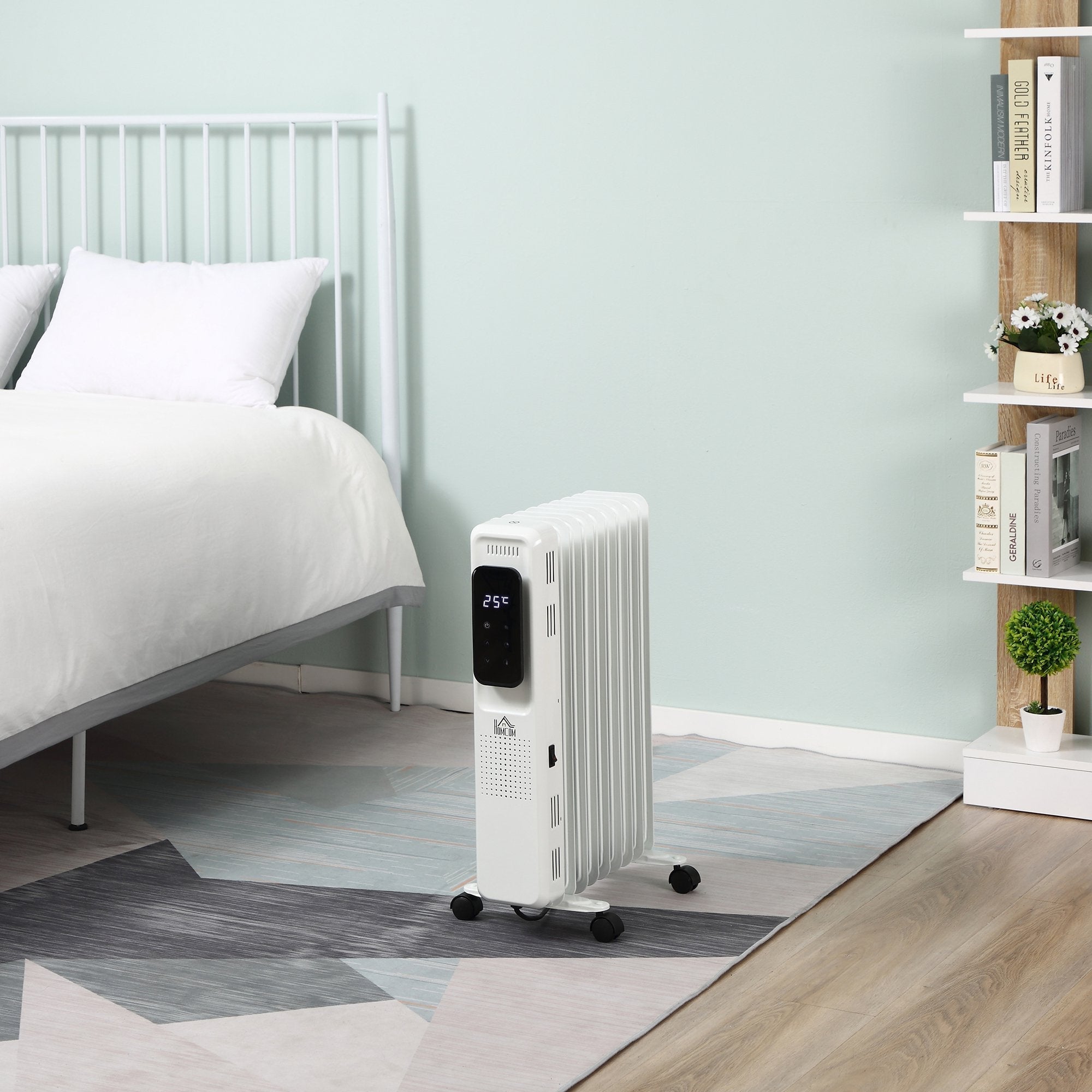 2180W 9 Fin Adjustable Oil Filled Radiator With Timer White only 64.99 ...