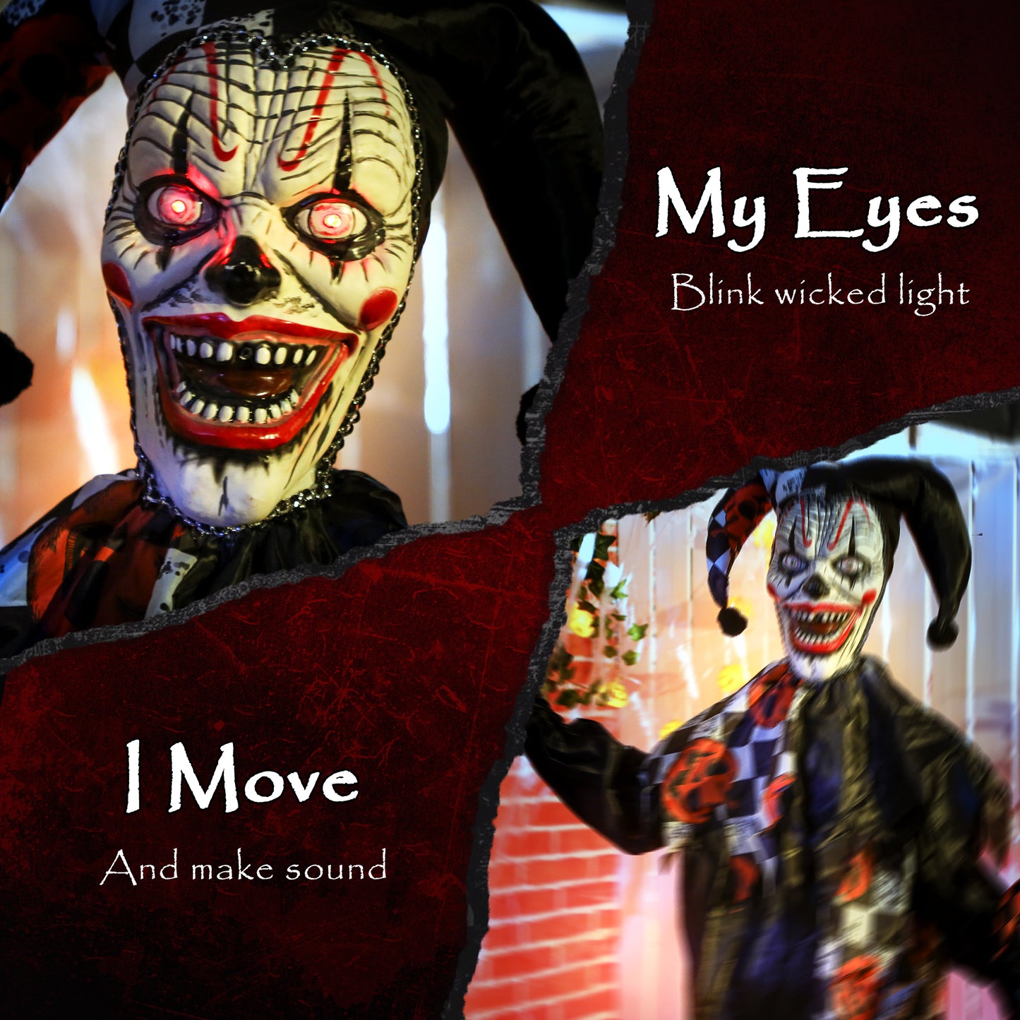 Animated Scary Clown Halloween Decoration - 183cm