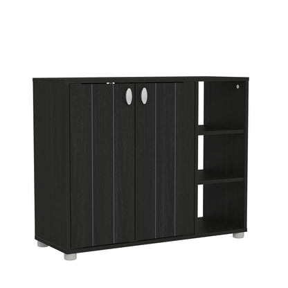 Bideford Shoe Storage Black 2 Doors 6 Shelves