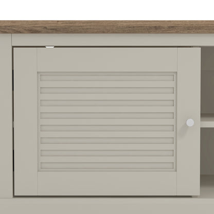 Salcombe TV Unit Light Grey 6 Shelves 2 Doors