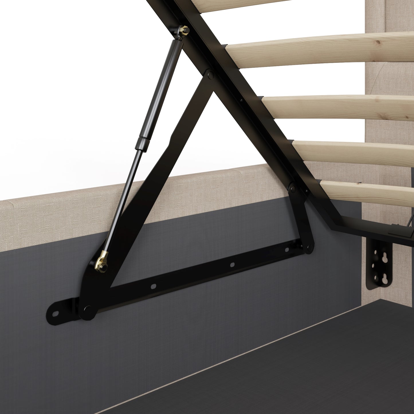 Hollywood Small Double Ottoman Bed Metal & Wood Natural 5 x 7ft