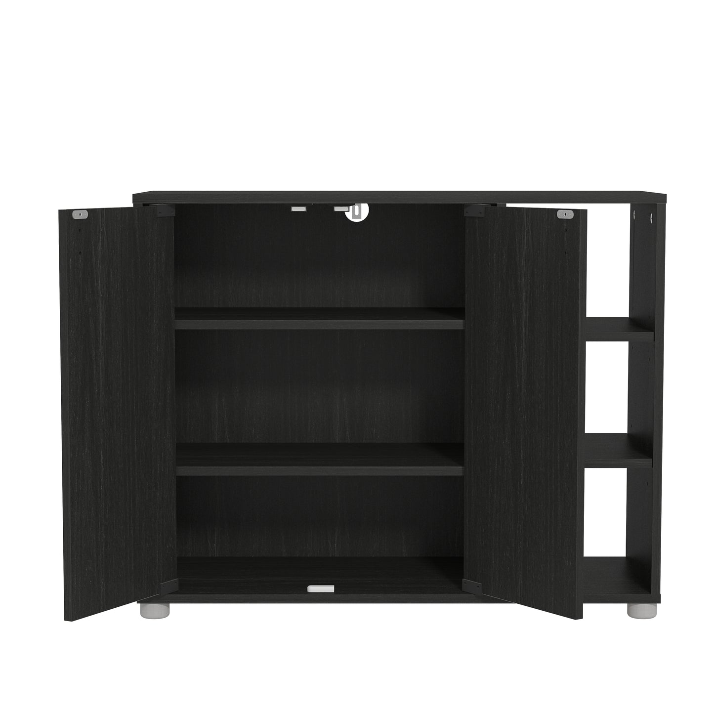 Bideford Shoe Storage Black 2 Doors 6 Shelves