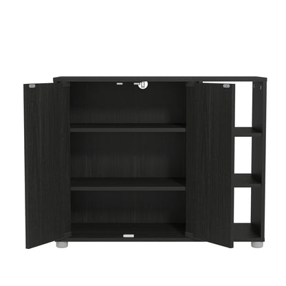 Bideford Shoe Storage Black 2 Doors 6 Shelves