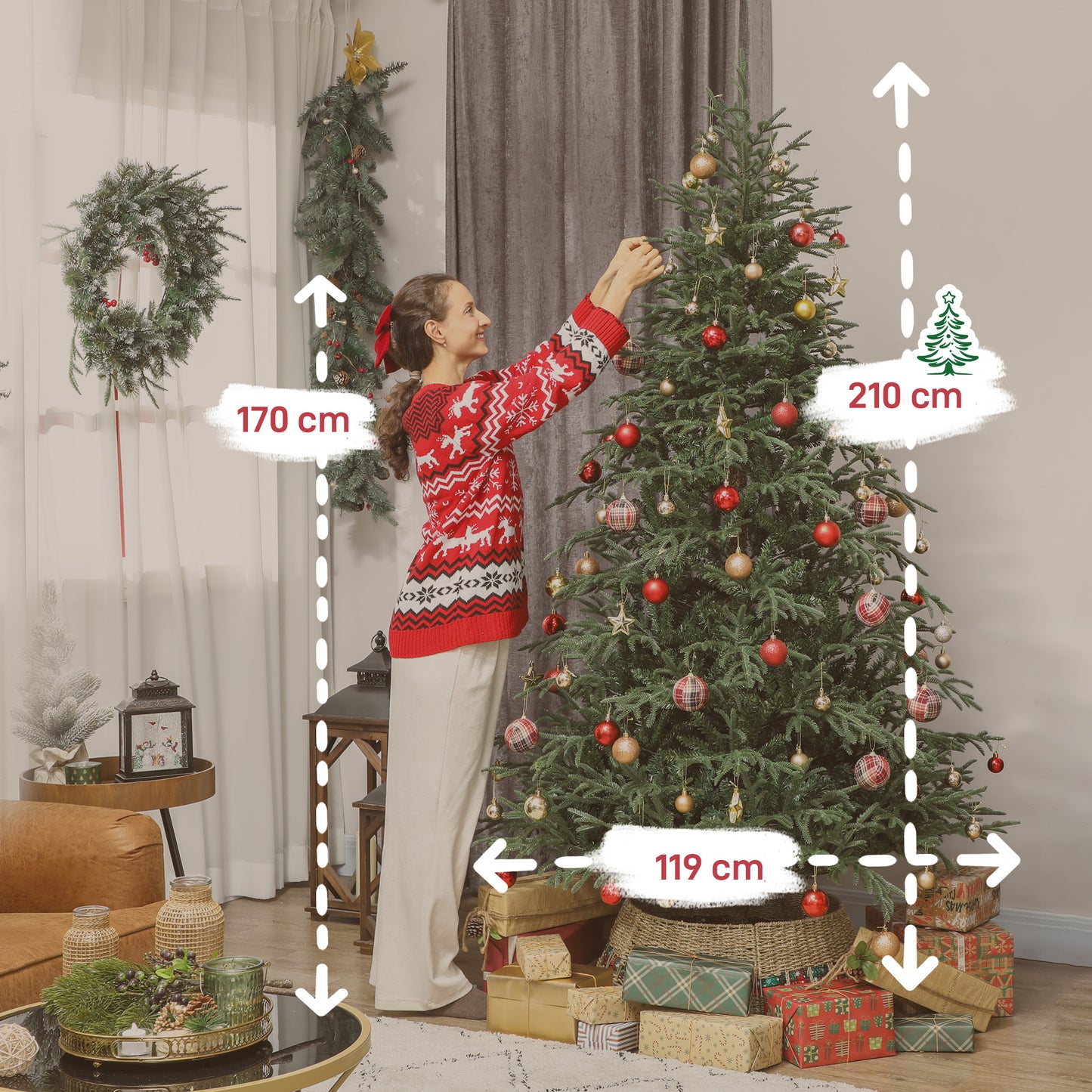 7ft Full Spruce Christmas Tree Artificial -  2942 Tips