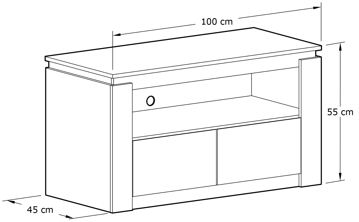 Canyon TV Unit Grey Oak 1 Shelf 2 Drawers