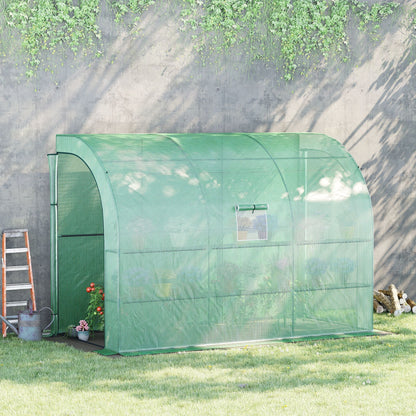 Walk-In Lean to Greenhouse with Windows and Zippered Doors