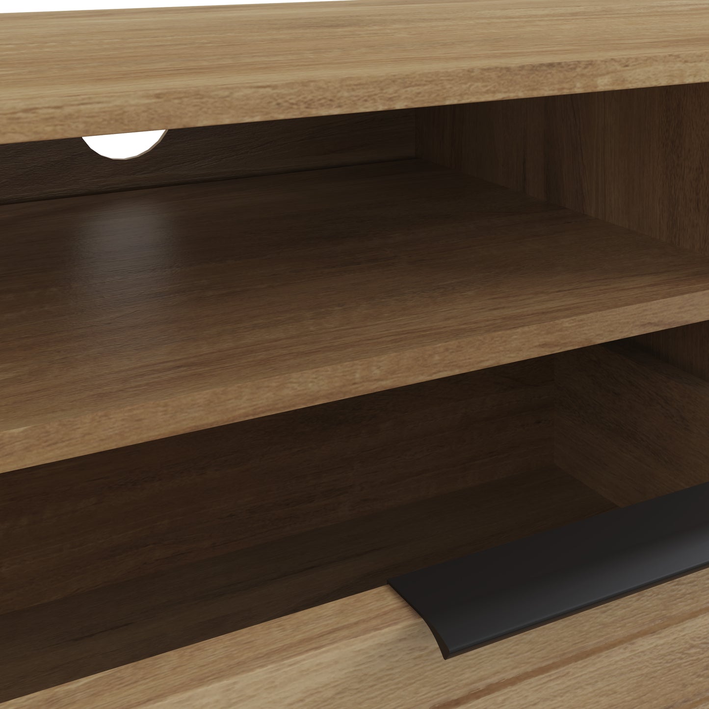 Nervata TV Unit Oak & Black 1 Shelf 1 Drawer 2 Doors