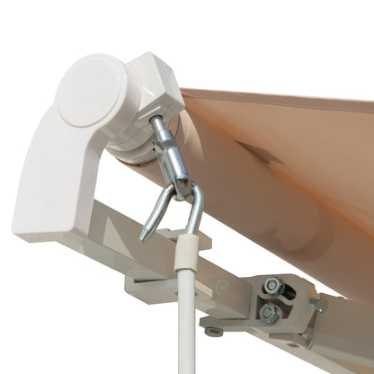 Outsunny 4X2.5M Manual Awning Window Door Sun Weather Shade With Handle Beige