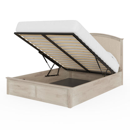 Madrid Double Ottoman Bed Wood & Fabric Light Oak 5 x 7ft