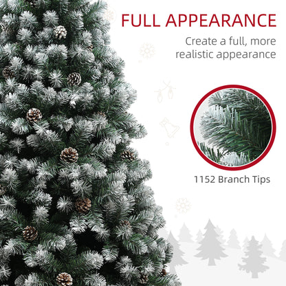 7ft Pinecone Christmas Tree Artificial - White Frosted Green  1152 Tips