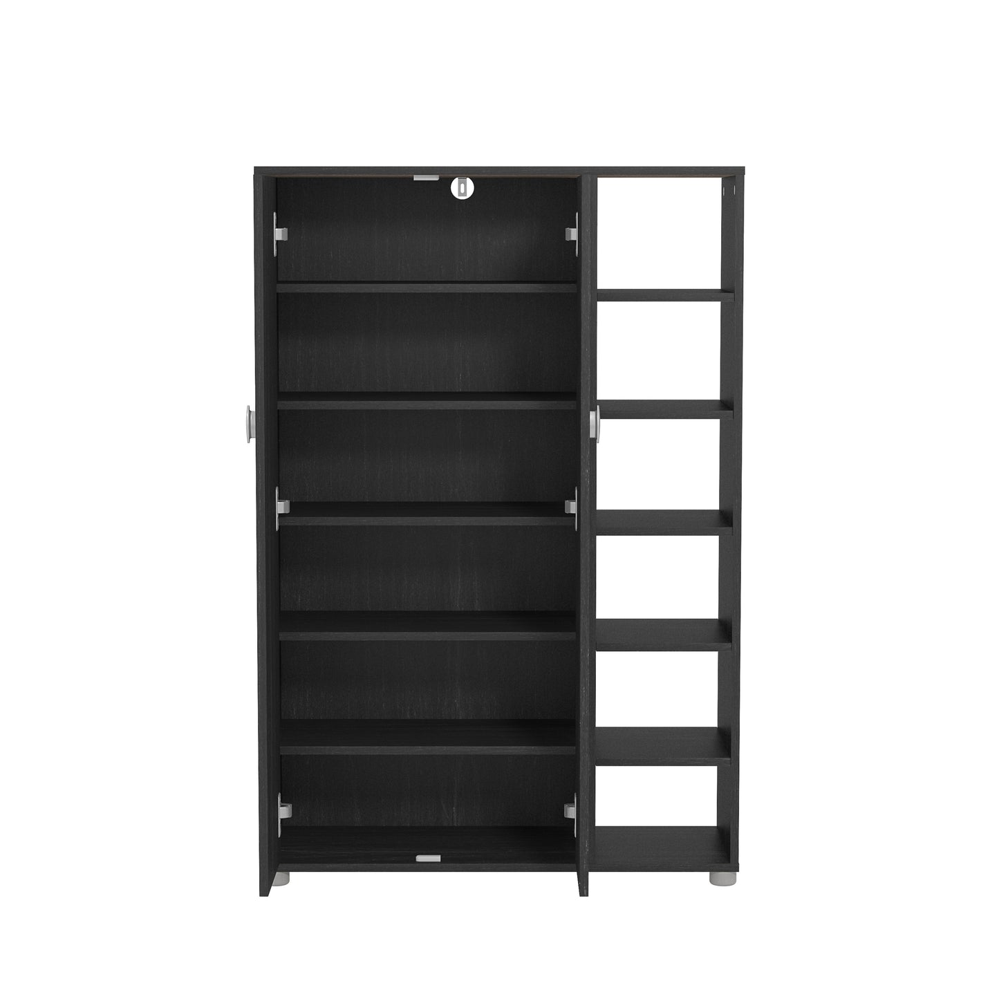 Bideford Tall Shoe Storage Black 2 Doors 12 Shelves