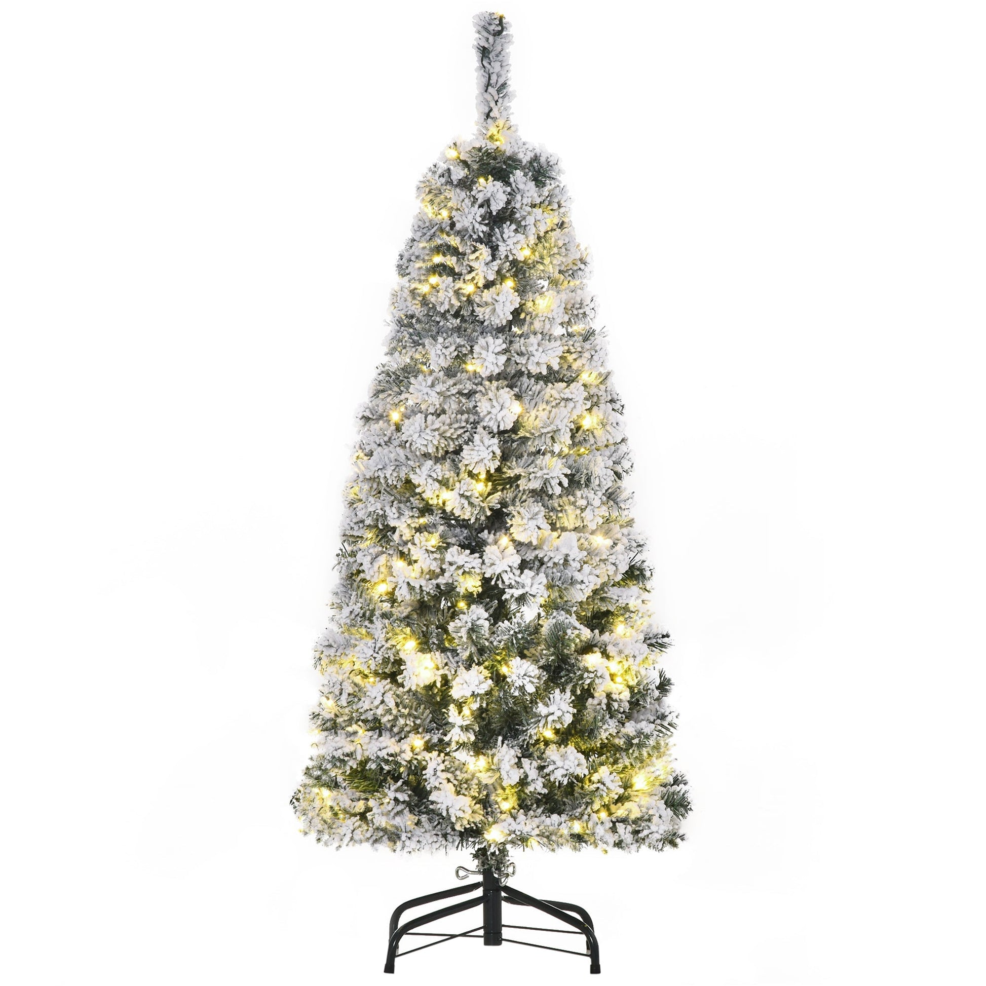 4 Foot Prelit Artificial Snow Flocked Christmas Tree with Warm White LED Light Primary Image
