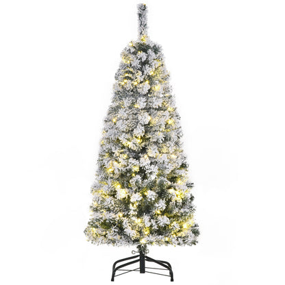 4 Foot Prelit Artificial Snow Flocked Christmas Tree with Warm White LED Light Primary Image