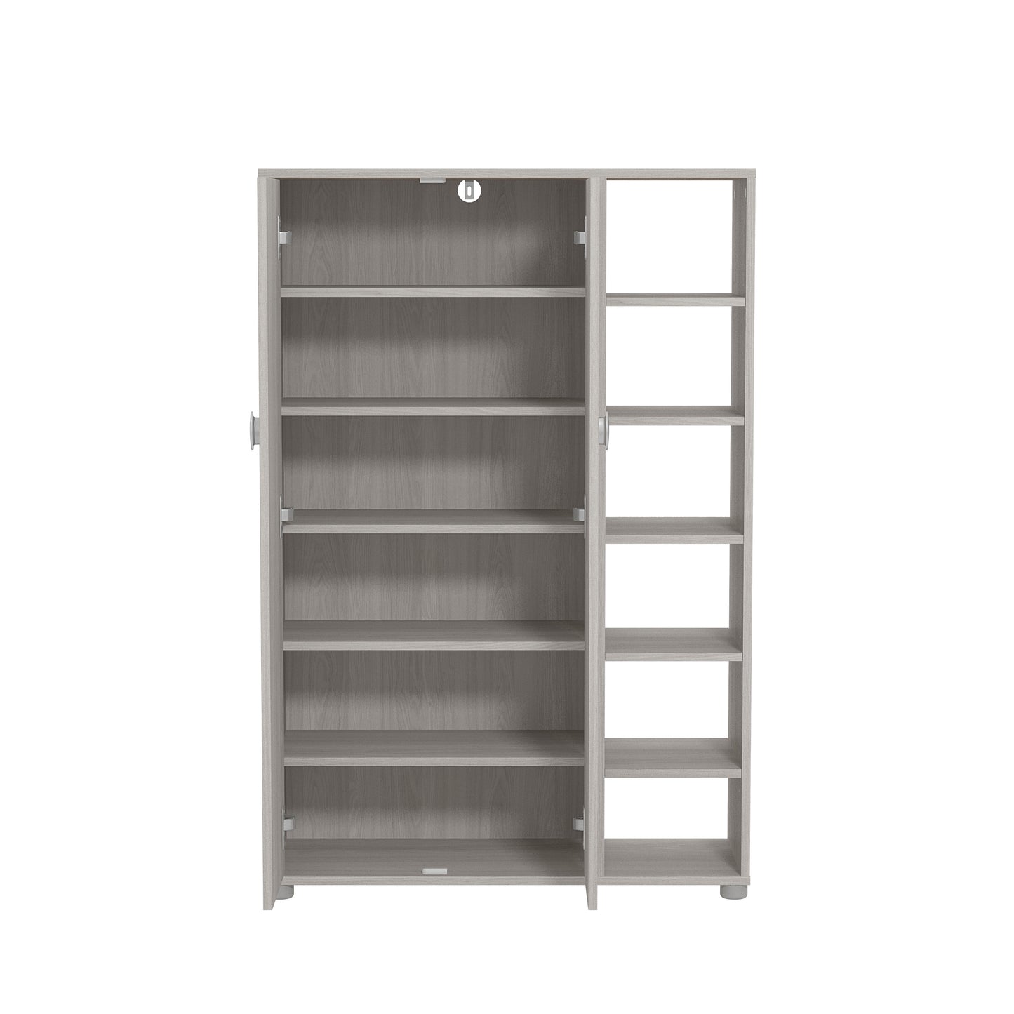 Bideford Tall Shoe Storage Light Grey 2 Doors 12 Shelves