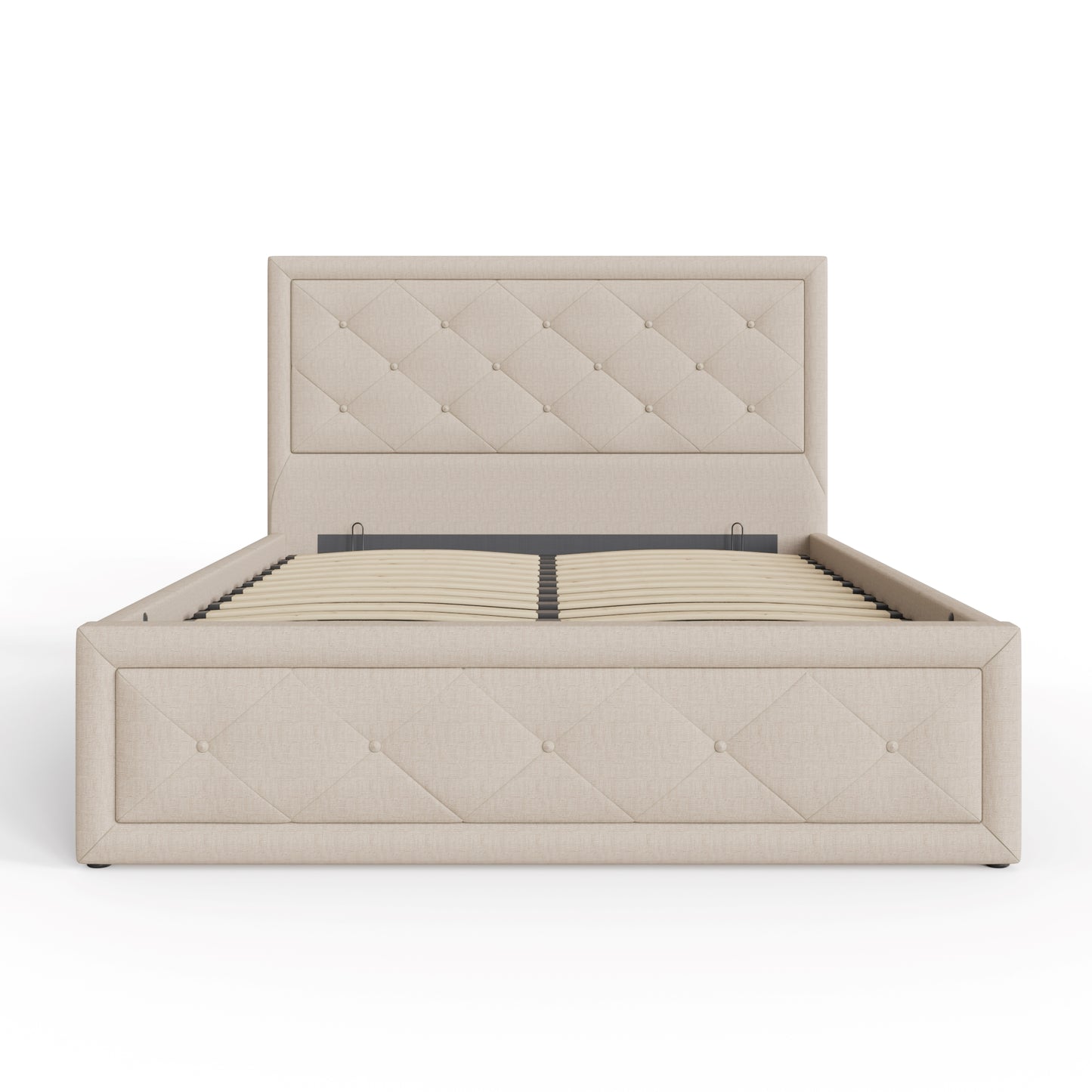 Hollywood Small Double Ottoman Bed Metal & Wood Natural 5 x 7ft