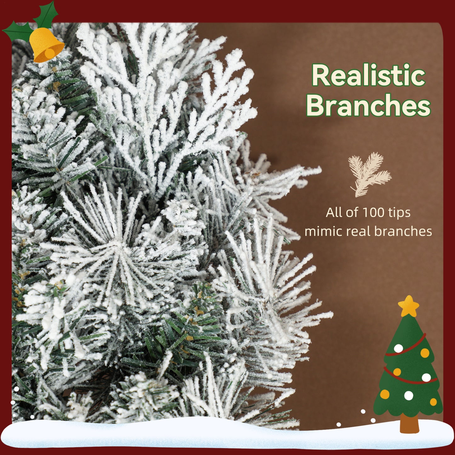 Wreath Christmas Decoration Green with Frosted Pattern - 60cm