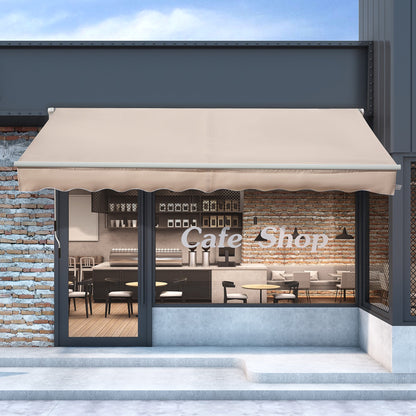 Outsunny 4X2.5M Manual Awning Window Door Sun Weather Shade With Handle Beige