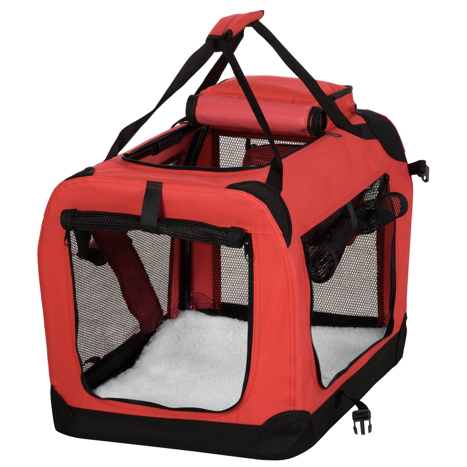 PawHut Small Pets PVC Oxford Cloth Travel Carrier w/ Mesh Windows Red Primary Image