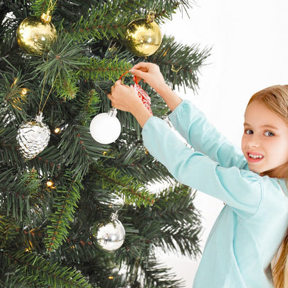 6 Foot Pre-Lit Artificial Christmas Tree 200 LED Xmas Tree Holiday Décor with Decorative Balls Ornament Metal Stand Green