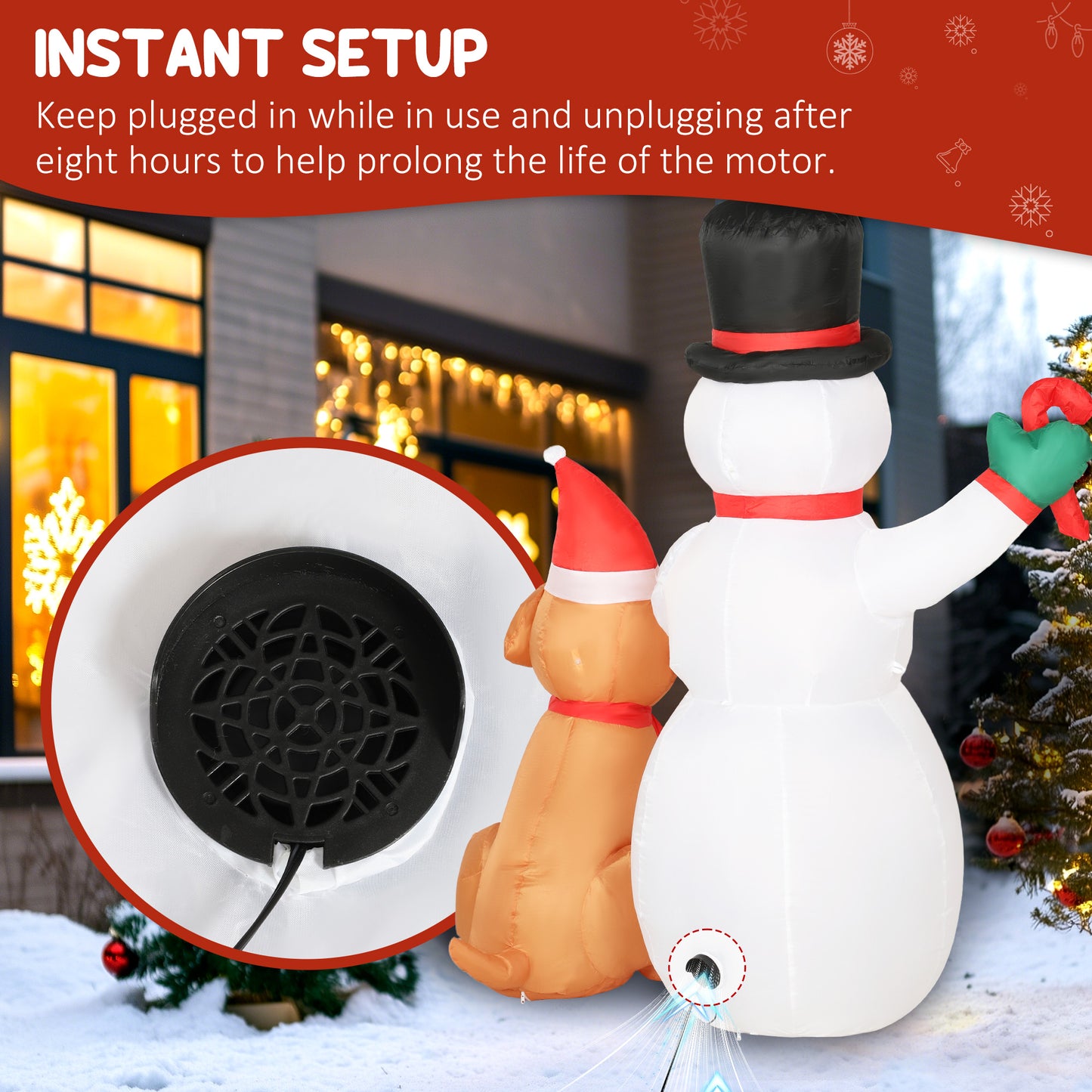 Snowman And Dog Inflatable Christmas Decoration - 183cm
