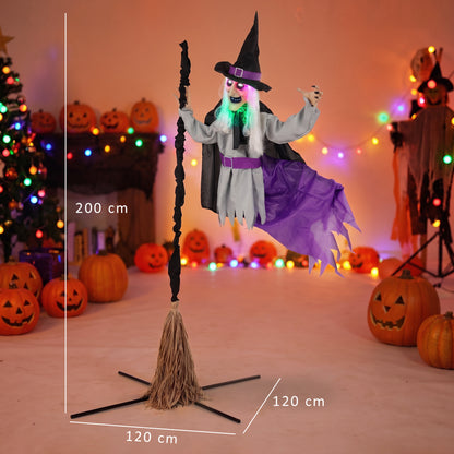 Animated Flying Witch Halloween Decoration - 200cm