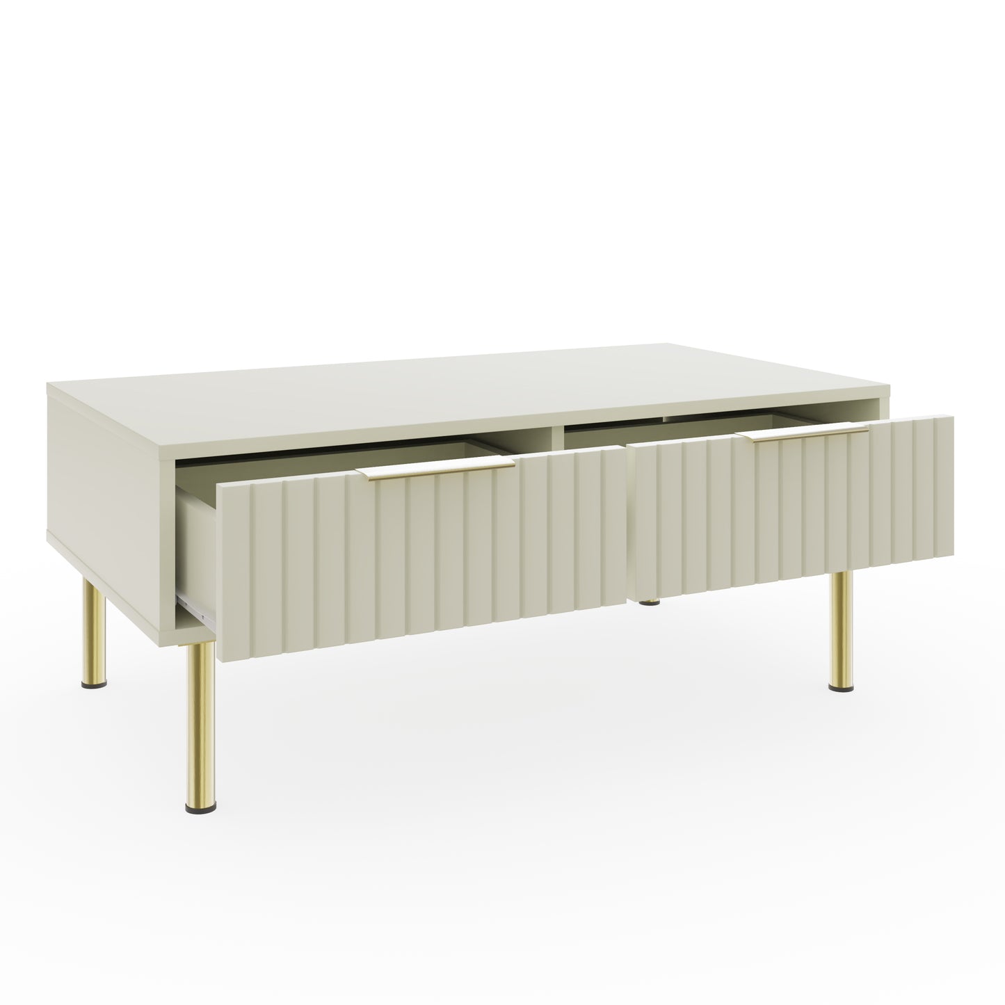 Nervata Coffee Table White & Gold 2 Drawers