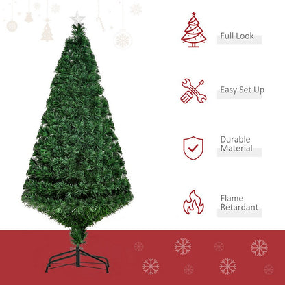 5 Foot Pre-Lit Fibre Optic Artificial Christmas Tree Holiday Xmas Décor with Tree Topper Multi-Colour
